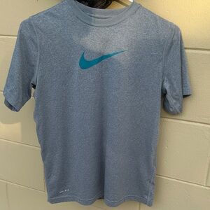 Nike Heather Gray Tee with Teal Swoosh